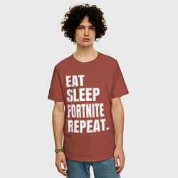 Футболка оверсайз мужская EAT SLEEP FORTNITE REPEAT, цвет: кирпичный — фото 2