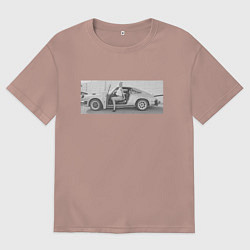 Футболка оверсайз мужская Porshe, цвет: пыльно-розовый