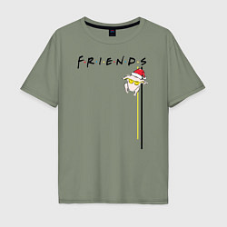 Мужская футболка оверсайз Friends Подарки и снег