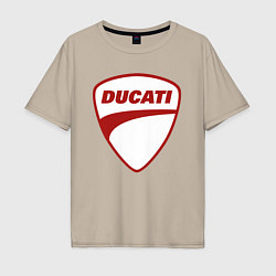 Футболка оверсайз мужская Ducati Logo Дукати Лого Z, цвет: миндальный