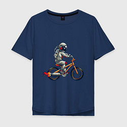 Мужская футболка оверсайз Астронавт на велосипеде