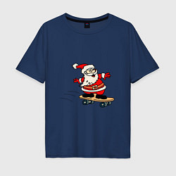 Мужская футболка оверсайз Санта на скейтборде
