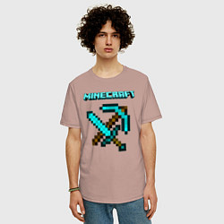 Футболка оверсайз мужская Minecraft, цвет: пыльно-розовый — фото 2