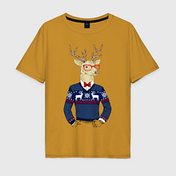 Мужская футболка оверсайз Hipster Deer