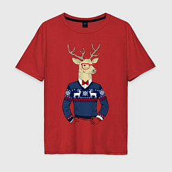 Мужская футболка оверсайз Hipster Deer