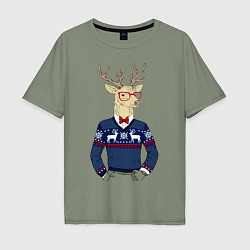 Футболка оверсайз мужская Hipster Deer, цвет: авокадо