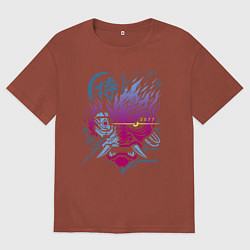 Футболка оверсайз мужская Cyberpunk 2077 Геометрия, цвет: кирпичный