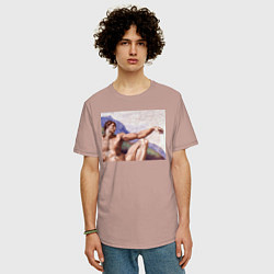 Футболка оверсайз мужская Искусство, цвет: пыльно-розовый — фото 2