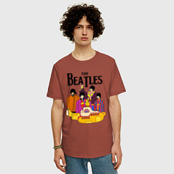 Футболка оверсайз мужская THE BEATLES, цвет: кирпичный — фото 2