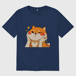 Мужская футболка оверсайз Сиба Ину Милые Щечки