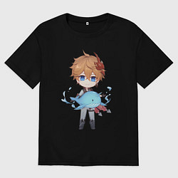 Футболка оверсайз мужская Чиби Тарталья, цвет: черный