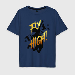 Футболка оверсайз мужская FLY HIGH gold ver, цвет: тёмно-синий