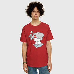 Футболка оверсайз мужская BTS sleep, цвет: красный — фото 2