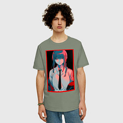 Футболка оверсайз мужская Макима человек бензопила Red, цвет: авокадо — фото 2