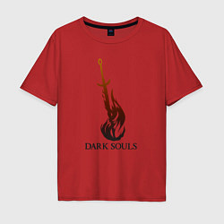 Футболка оверсайз мужская Dark Souls - Bonfire, цвет: красный