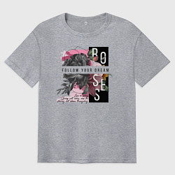 Футболка оверсайз мужская Roses, цвет: меланж