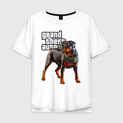 Футболка оверсайз мужская ЧОП - ротвейлер из GTA 5, цвет: белый