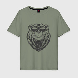 Мужская футболка оверсайз Русский медведь в очках