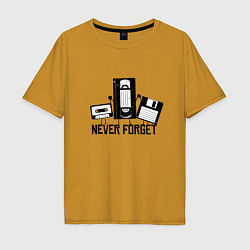 Футболка оверсайз мужская Never Forget Эпоха VHS, цвет: горчичный