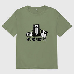 Мужская футболка оверсайз Never Forget Эпоха VHS