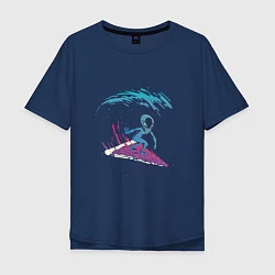 Мужская футболка оверсайз Инопланетный серфинг на пицце