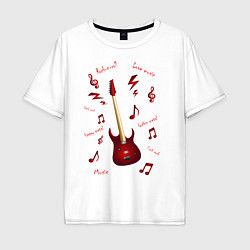 Футболка оверсайз мужская Красная гитара Рок музыка, цвет: белый