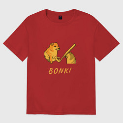 Футболка оверсайз мужская Doge Bonk go to horny jail, цвет: красный