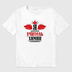 Футболка оверсайз мужская Я знатный учитель химии, цвет: белый