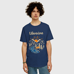 Футболка оверсайз мужская Ukrane Украина цвета тёмно-синий — фото 2