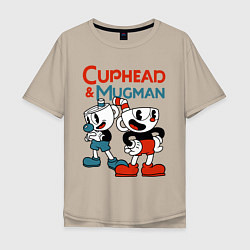 Футболка оверсайз мужская Cuphead & Mugman, цвет: миндальный