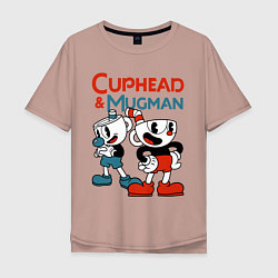 Мужская футболка оверсайз Cuphead & Mugman