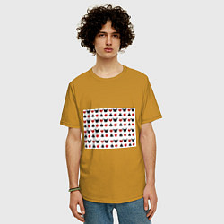 Футболка оверсайз мужская Карточные масти, цвет: горчичный — фото 2