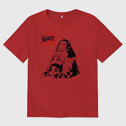 Футболка оверсайз мужская Танджиро Зеницу Иноске Незуко, цвет: красный