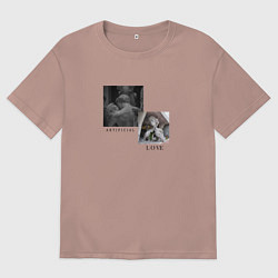 Футболка оверсайз мужская Архитектура, цвет: пыльно-розовый