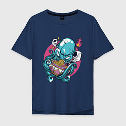 Мужская футболка оверсайз Anime Octopus eating Ramen