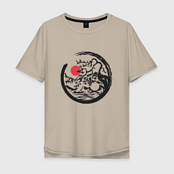 Мужская футболка оверсайз Инь и Янь пейзаж в стиле Энсо
