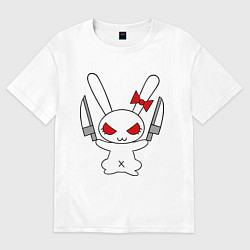 Футболка оверсайз мужская Зайка с ножами, цвет: белый