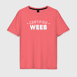 Футболка оверсайз мужская Certified weeb, цвет: коралловый