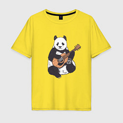 Футболка оверсайз мужская Панда гитарист Panda Guitar, цвет: желтый