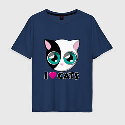 Мужская футболка оверсайз I Love Cats