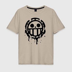 Футболка оверсайз мужская One Piece знак черной краской, цвет: миндальный