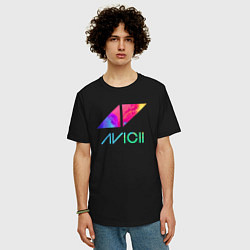 Футболка оверсайз мужская AVICII RAIBOW, цвет: черный — фото 2