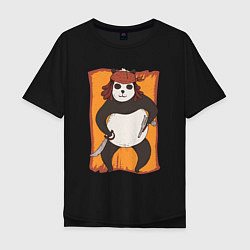 Футболка оверсайз мужская Панда Пират Panda Pirate, цвет: черный