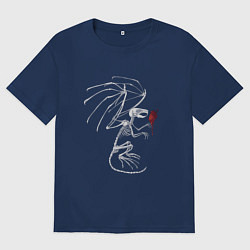 Футболка оверсайз мужская Скелет крылатой крысы, цвет: тёмно-синий