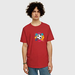 Футболка оверсайз мужская Abstrct ball, цвет: красный — фото 2