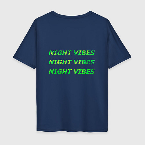 Мужская футболка оверсайз Ночной город / Тёмно-синий – фото 2