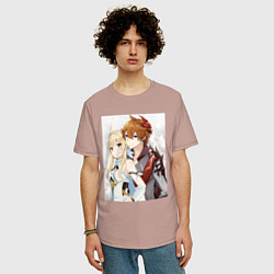 Футболка оверсайз мужская Lumine and tartaglia, цвет: пыльно-розовый — фото 2