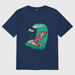 Футболка оверсайз мужская Русалка со скелетом Mermaid Z, цвет: тёмно-синий
