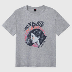 Футболка оверсайз мужская Девушка - пантера StayWild, цвет: меланж