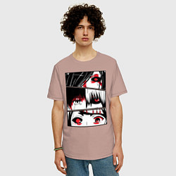 Футболка оверсайз мужская Токийский Гуль, цвет: пыльно-розовый — фото 2